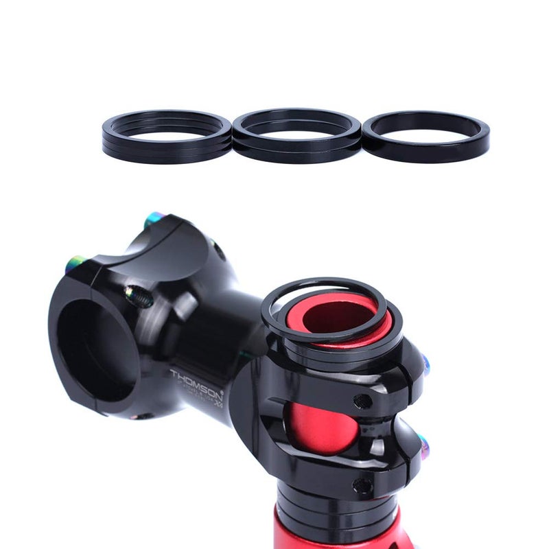 Gooday 12 PCS Bicycle Headset Spacer Bike Handlebar Stem Spacers Threadless Aluminum Alloy Headset Stem Spacer Set Fit 1 1/8-Inch Stem For MTB BMX Mountain Road Bikes Cycling 2MM 3MM 5MM 10MM(Black) - Image 4
